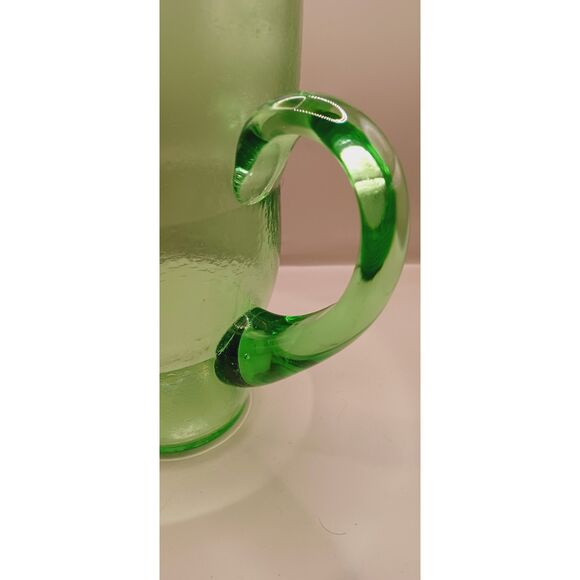 Vintage Emerald Green Glass Bubble Ring Juice Beverage Pitcher - Picture 9 of 16